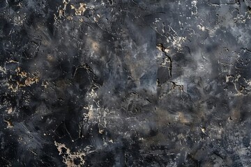 Dark anthracite stone concrete texture, grungy grey black background, long panoramic banner, digital illustration - obrazy, fototapety, plakaty