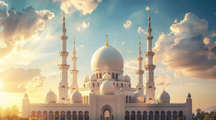 illustration of the beauty of the mosque during the day with sunny weather 02 AI generative