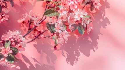 Lush Floral Branch Set Against a Rosy Backdrop