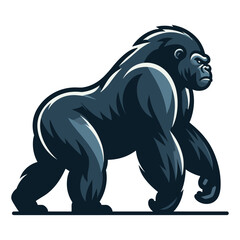 Fototapeta premium Wild gorilla full body design illustration, standing strong big ape concept, primate animal zoology element illustration, vector template isolated on white background