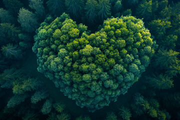 Naklejka na ściany i meble Trees in the shape of a heart. Forest.Romance.Tourism
