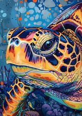 Colorful Cartoon Sea Turtle