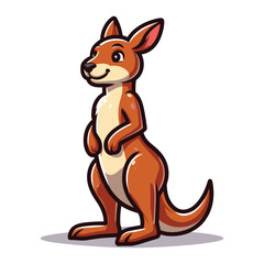 Cute kangaroo full body cartoon mascot character vector illustration, funny adorable Australian mammal animal design template isolated on white background