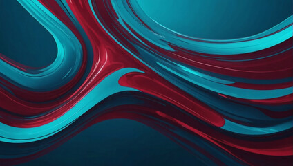 Abstract sky blue and ruby liquid wavy shapes futuristic banner. Glowing retro waves vector background.