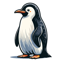 Fototapeta premium Cute penguin full body design illustration, Antarctic south pole bird animal icon, zoology element illustration, cartoon vector template isolated on white background