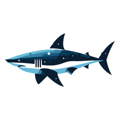 Obraz premium Wild great white shark vector illustration, marine predator animal element illustration, swimming angry toothy shark design template isolated on white background
