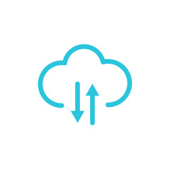 Source of knowledge. Cloud transfer. Isolated on white background. From blue icon set