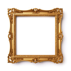 GOLD COLOR FRAME on isolated white background сreated with Generative Ai