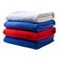 A stack of patriotic towels in red, white, and blue colors, Isolated on transparent background
