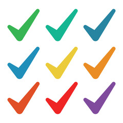 Сheck marks set, cross symbols, flat styles