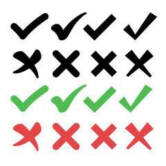 Сheck mark, cross symbols, flat styles