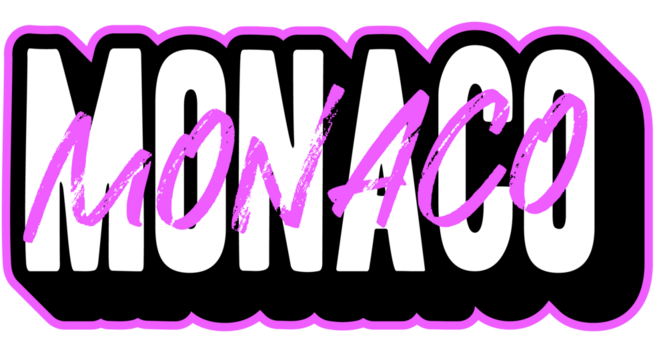 monaco Stiker On Modern Typography Style Design for Sticker, T-shirt, Mug, Hoodie, Poster & for any Merchandise Printing on Transparent Background