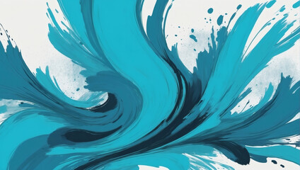 Cyan abstract brush stroke background.