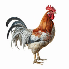 Colorful rooster portrait on white background