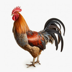 Colorful rooster portrait on white background