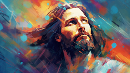 colorful drawing of Jesus Christ