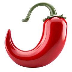 Hot red chili pepper with green stem isolated on transparent background. Realistic 3d rendering illustration