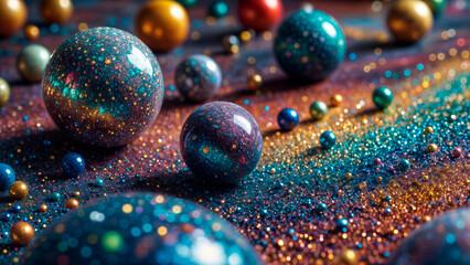 Abstract background with colorful spheres - obrazy, fototapety, plakaty