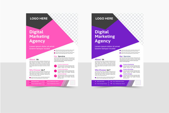 Flyer of 2 template layout design. business flyer, brochure, magazine or flier mockup in bright colors. vector template design or business poster template design.  flyer with creative corporate trendy