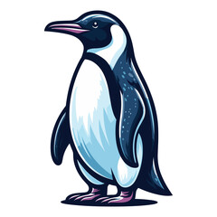 Cute penguin full body design illustration, Antarctic south pole bird animal icon, zoology element illustration, cartoon vector template isolated on white background