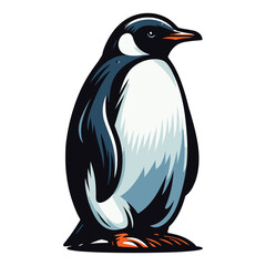 Fototapeta premium Cute penguin full body design illustration, Antarctic south pole bird animal icon, zoology element illustration, cartoon vector template isolated on white background