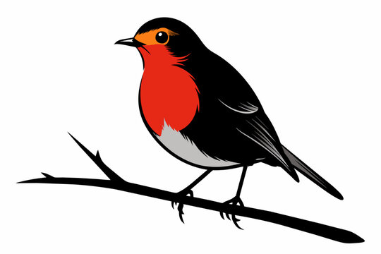 recommend clip art: Bird european robin silhouette vector illustration