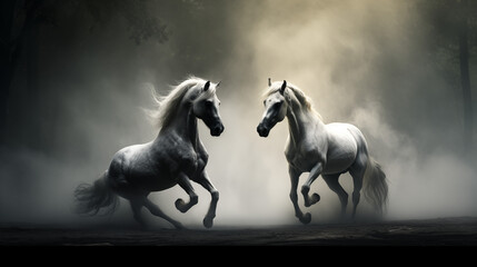 Horse Harmony, Ethereal Realism Unveiled. AI Generative.
