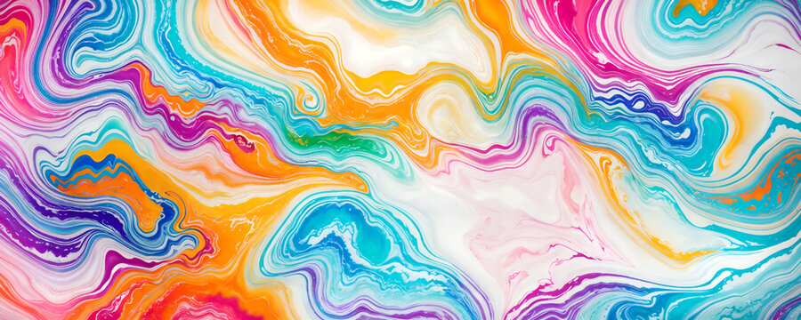 Colorful swirling paint pattern wallpaper background.