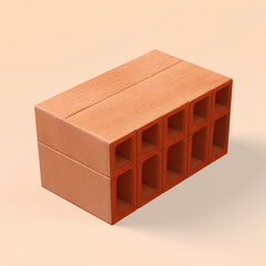 a single brick on cartoon 3d isolated background сreated with Generative Ai