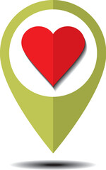 Heart, love, Location vector illustration isolated on white background. classic modern diseign