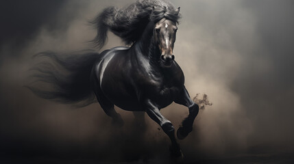 Epic Encounter, Beautiful Horse in Surreal Motion. AI Generative. - obrazy, fototapety, plakaty