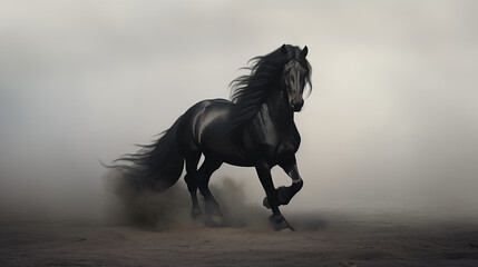 Epic Encounter, Beautiful Horse in Surreal Motion. AI Generative.