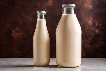 Product packaging mockup photo of milk bottle, studio advertising photoshoot