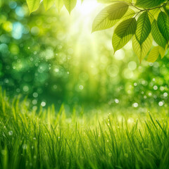 A gift from nature-3. A beautiful, fresh scene of green leaves with morning dew on them in the dazzling sunlight. 