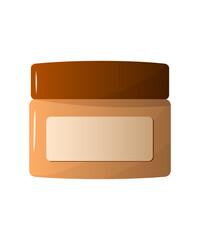 Skincare product container flat vector illustration isolated on white background. Face body cream jar.
