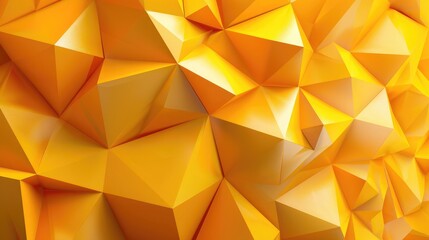 Abstract polygon 3D triangle yellow geometric background,yellow Polygonal Surface with Triangular Pyramids, Abstract geometric gold color background, polygon, low poly pattern. 3d render illustration
