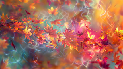 Whispers of autumn leaves caught in a perpetual dance of swirling colors. - obrazy, fototapety, plakaty