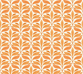 Damask organic leaves seamless pattern. Vector retro style background print. Decorative flower texture. - 774958190