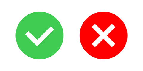 Green checkmark and red cross mark. Yes and no tick - obrazy, fototapety, plakaty
