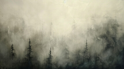 Whispers of misty fog, painted with delicate strokes, drifting across the wall.