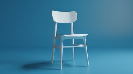 White side chair on blue background