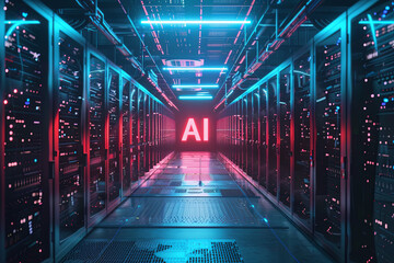 A data center for AI training - obrazy, fototapety, plakaty