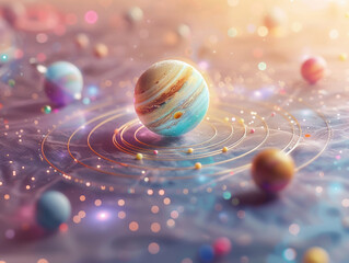 Pastel planets align illuminating a minimalist zodiac wheel each sign a portal to its horoscope mystery and magic. Generative ai.