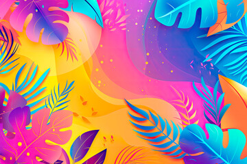 Fototapeta na wymiar Colorful Tropical Summer background layout banners design. Horizontal poster, greeting card, header for website