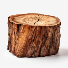 tree trunk cut on isolated background сreated with Generative Ai