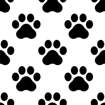 Black Cat Paw Seamless Pattern vector illustration