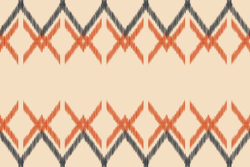Naklejka premium Traditional Ethnic ikat motif fabric pattern background geometric .African Ikat embroidery Ethnic pattern brown cream background wallpaper. Abstract,vector,illustration.Texture,frame,decoration.