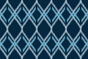 Traditional Ethnic ikat motif fabric pattern geometric style.African Ikat embroidery Ethnic oriental pattern blue background wallpaper. Abstract,vector,illustration.Texture,frame,decoration.