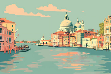 Venice, Italy. The lagoon and its historic palaces. 