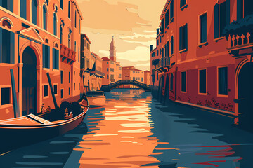 Venice, Italy. The lagoon and its historic palaces. 